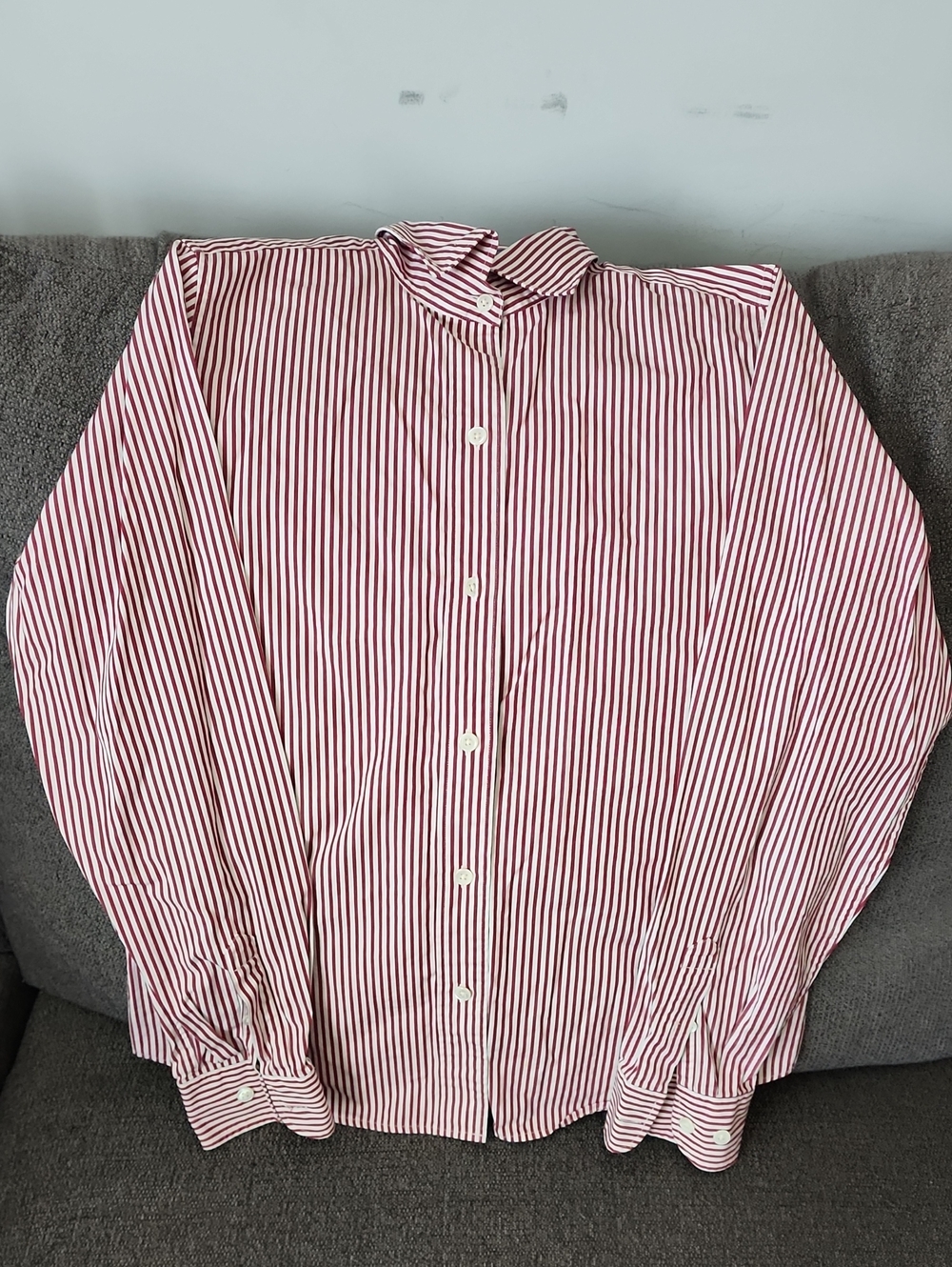 Faconnable Classic Red & White Striped Dress Shirt